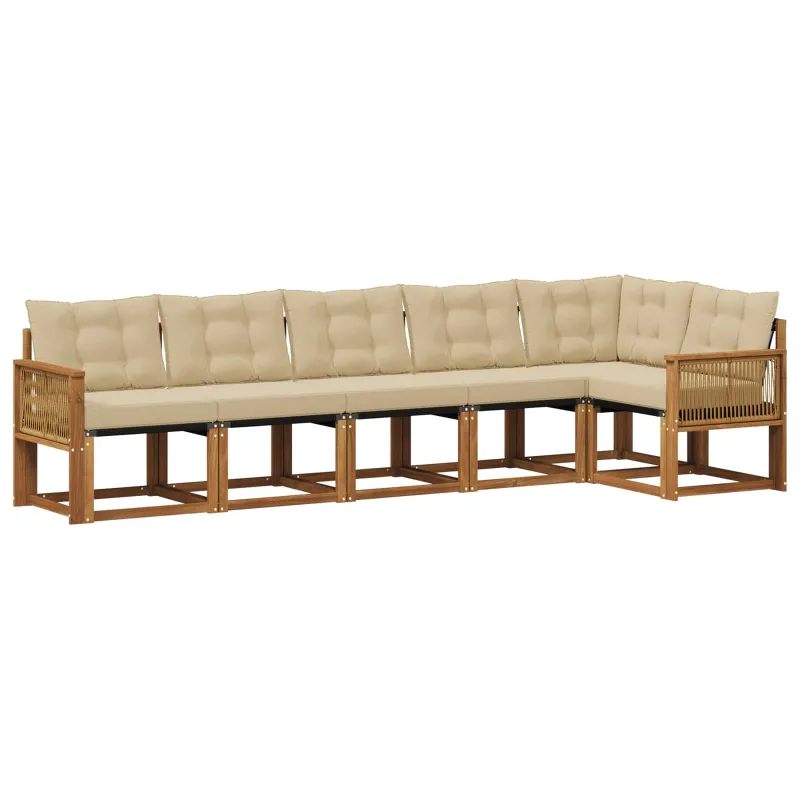 Lauko sofos komplektas 6 pcs Natūralus ir bežinis