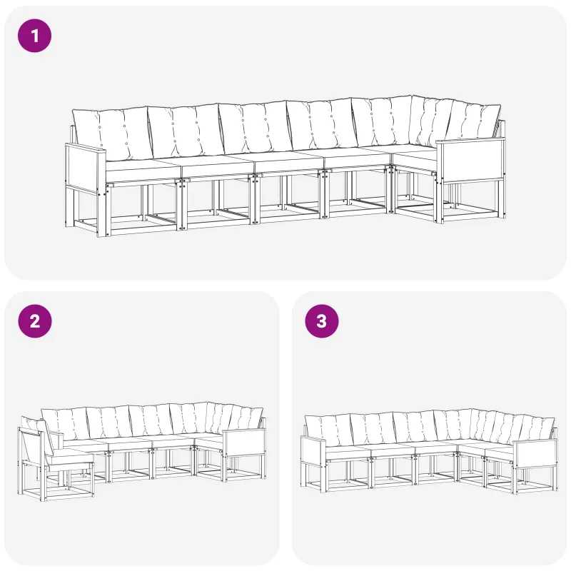 Lauko sofos komplektas 6 pcs Natūralus ir bežinis
