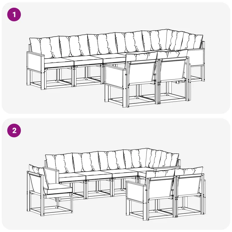 Lauko sofos komplektas su pagalve 8 pcs Natūrali ir juoda