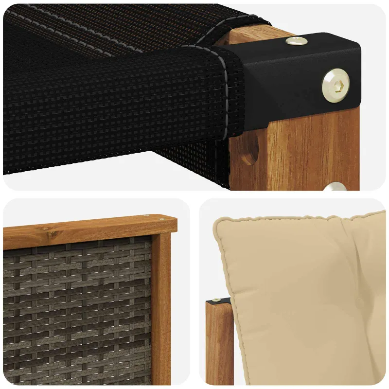 Lauko sofos komplektas su pagalve 8 pcs Natūralus ir bežinis
