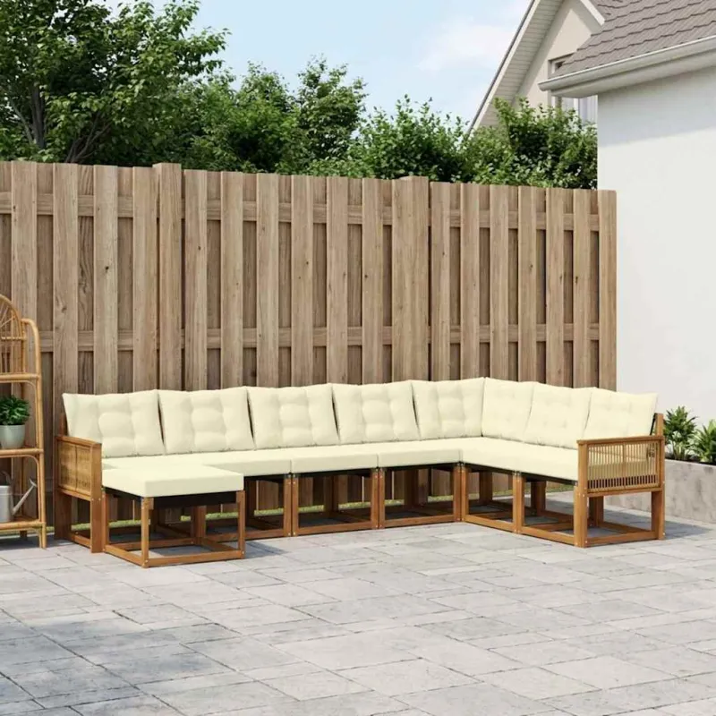 Lauko sofos komplektas 8 pcs Natūralus ir grietinėlė