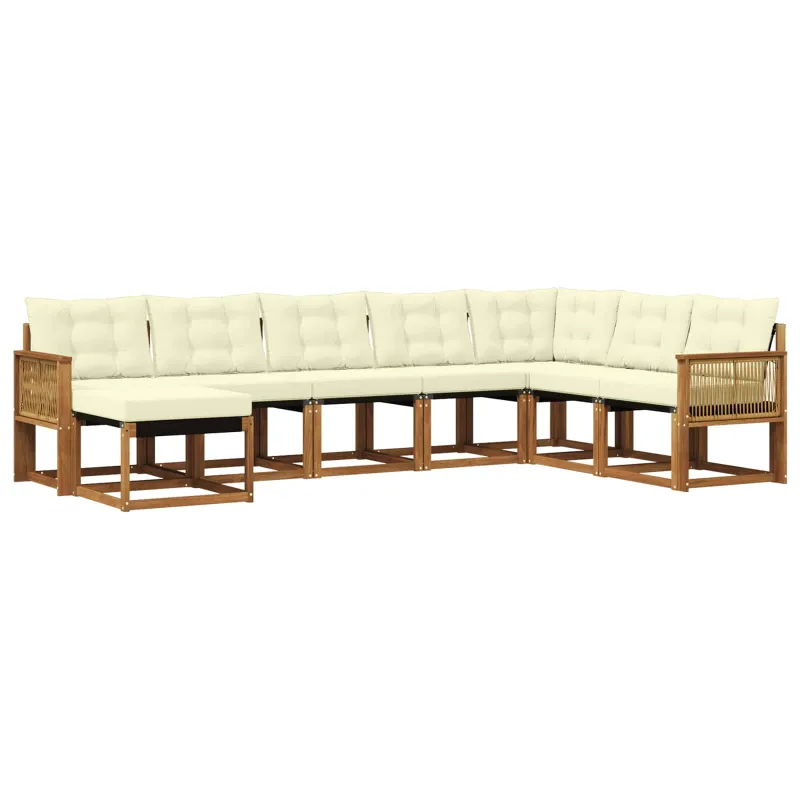 Lauko sofos komplektas 8 pcs Natūralus ir grietinėlė