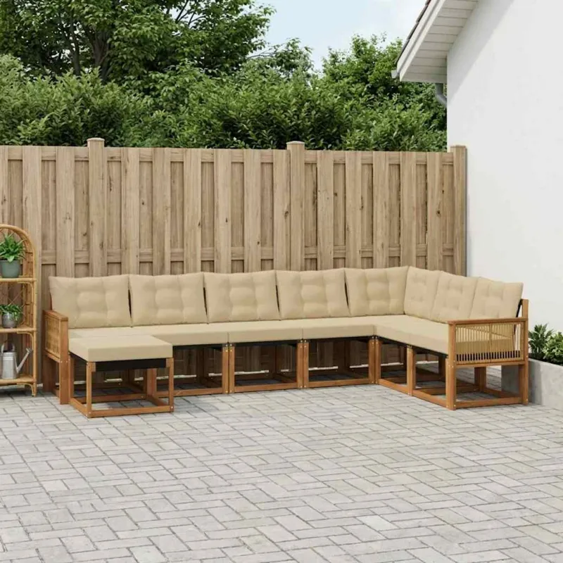 Lauko sofos komplektas 8 pcs Natūralus ir bežinis