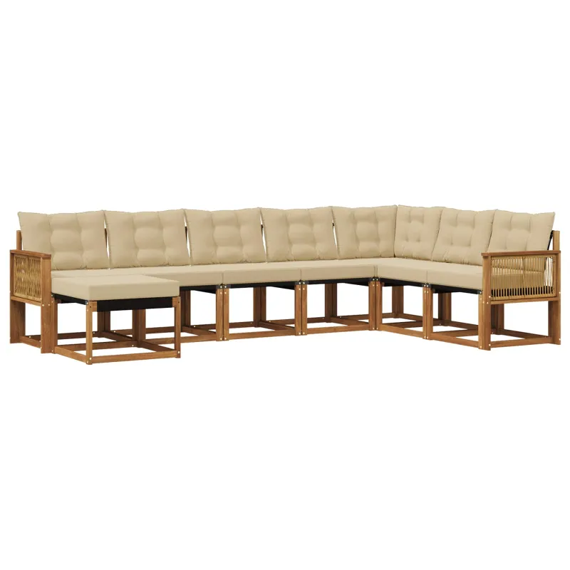 Lauko sofos komplektas 8 pcs Natūralus ir bežinis