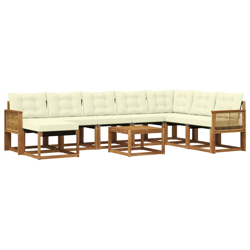 Lauko sofos komplektas 9 pcs Natūralus ir grietinėlė