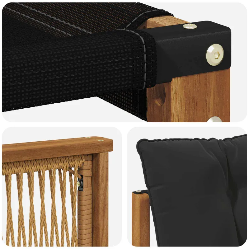 Lauko sofos komplektas 6 pcs Natūrali ir juoda