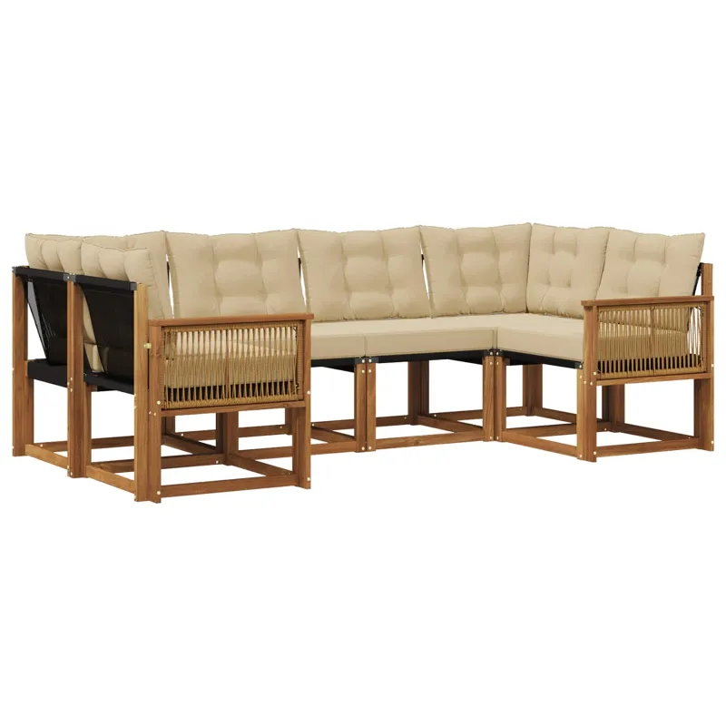 Lauko sofos komplektas 6 pcs Natūralus ir bežinis