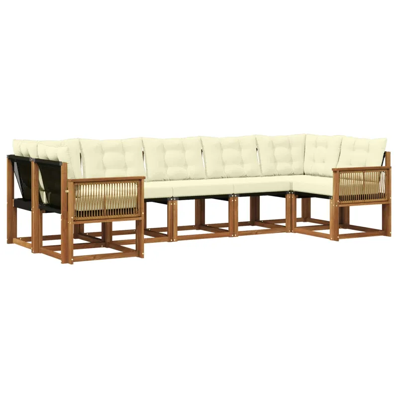 Lauko sofos komplektas 7 pcs Natūralus ir grietinėlė