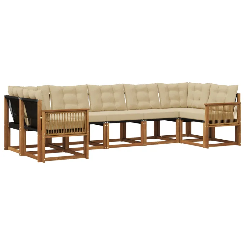 Lauko sofos komplektas 7 pcs Natūralus ir bežinis