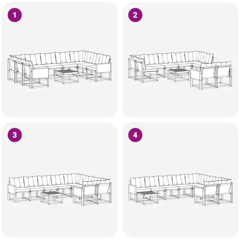 Lauko sofos komplektas su pagalve 10 pcs Natūrali ir juoda