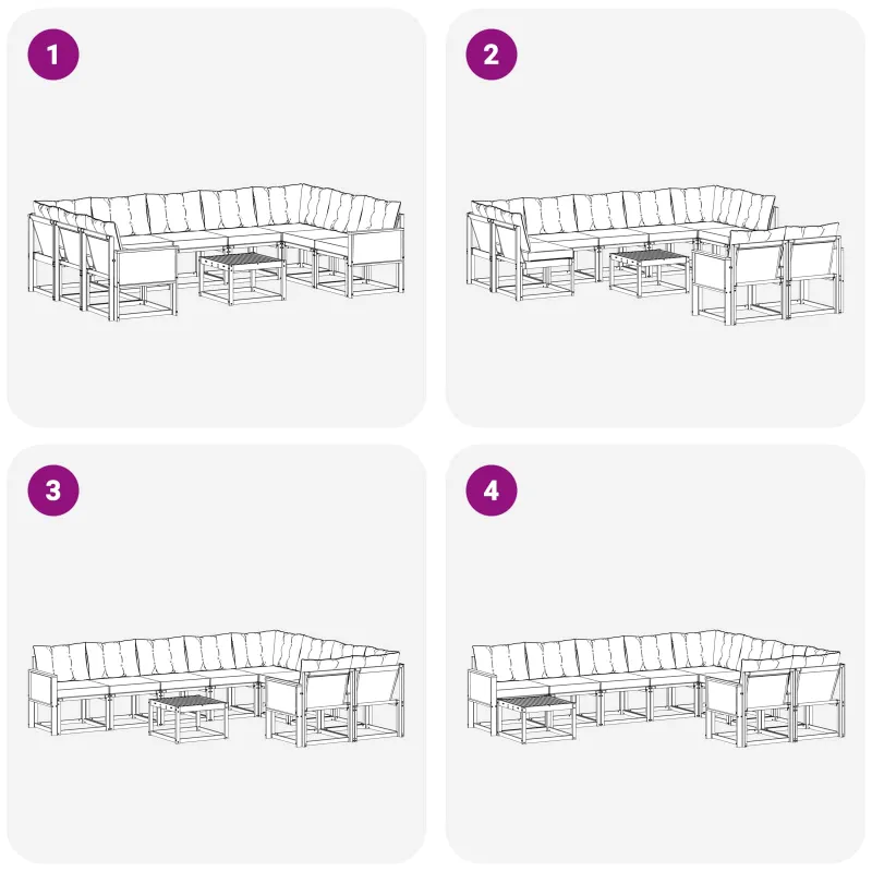 Lauko sofos komplektas su pagalve 10 pcs Natūralus ir bežinis