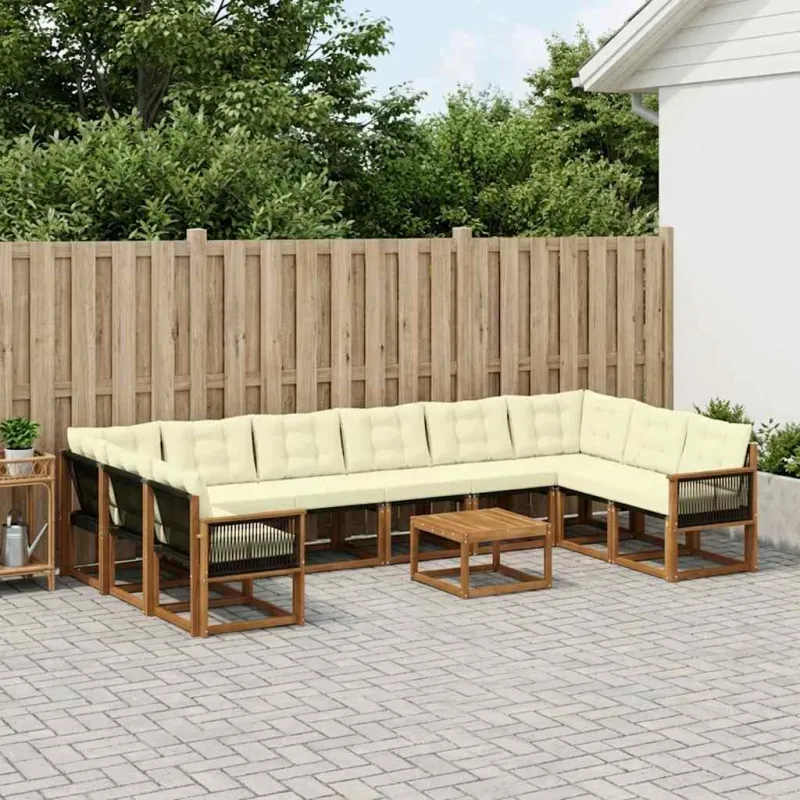 Lauko sofos komplektas 11 pcs Natūralus ir grietinėlė