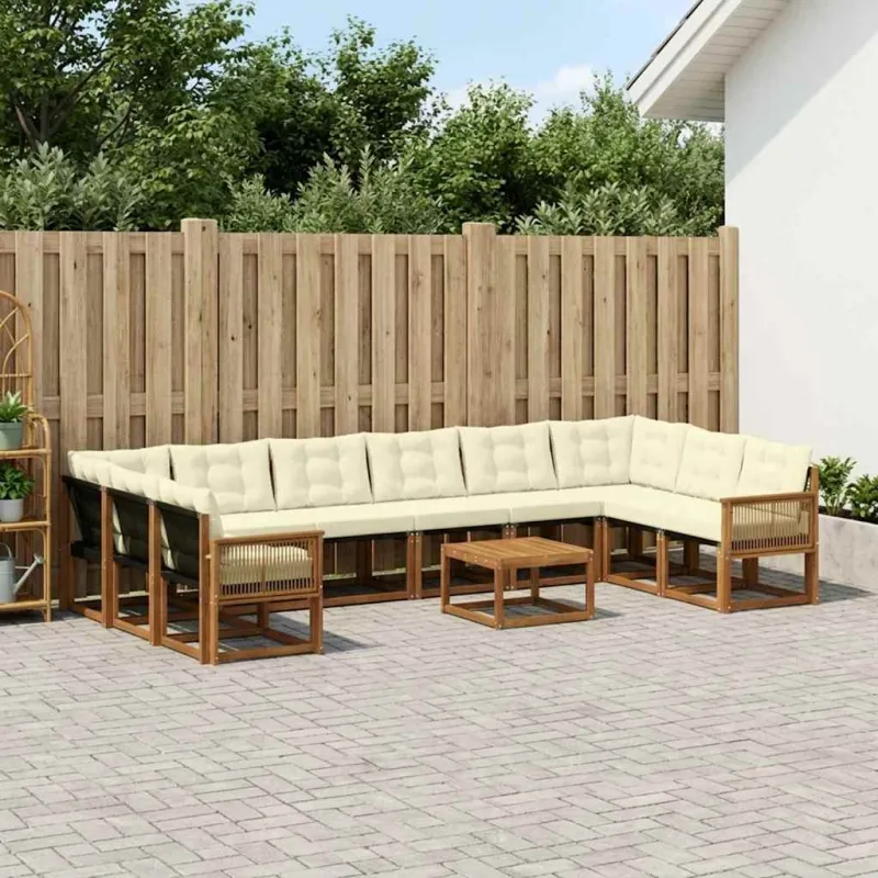 Lauko sofos komplektas 11 pcs Natūralus ir grietinėlė