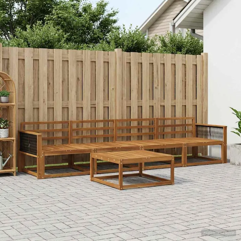 Lauko sofos komplektas 5 pcs Natūrali Kietos akacijos mediena