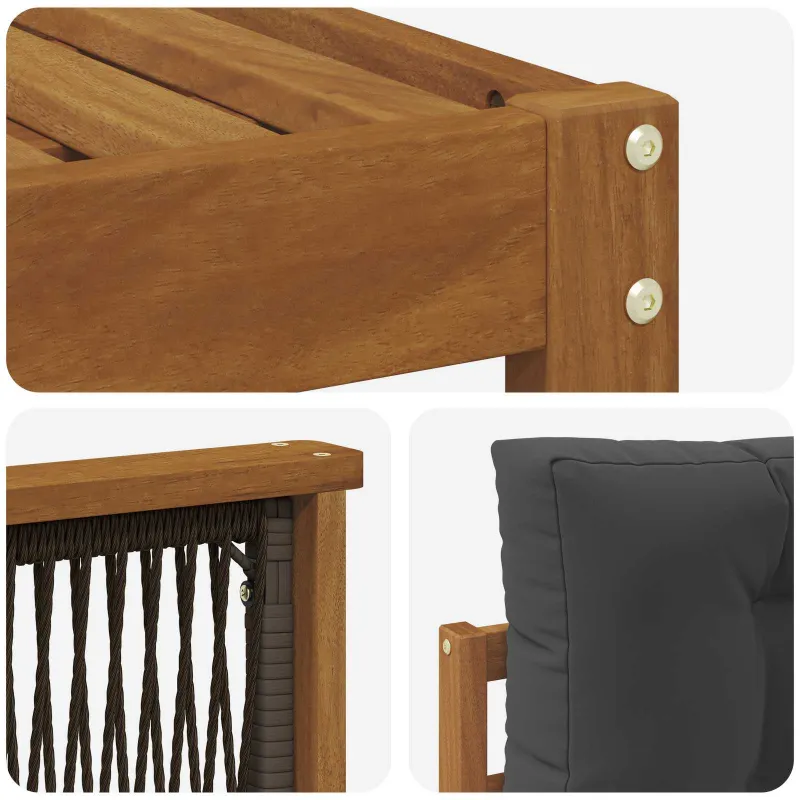 Lauko sofos komplektas su pagalve 5 pcs Natūralus ir antracitas