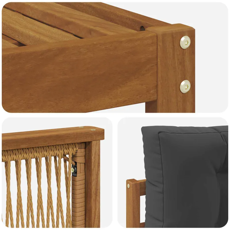 Lauko sofos komplektas su pagalve 5 pcs Natūralus ir antracitas