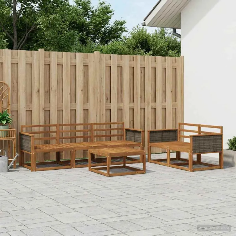 Lauko sofos komplektas 6 pcs Natūrali Kietos akacijos mediena
