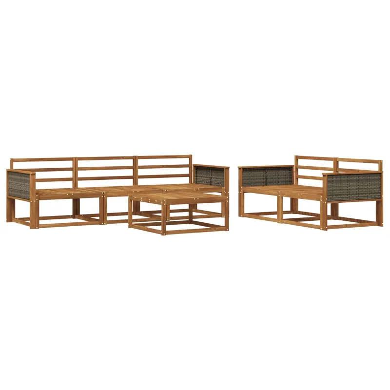 Lauko sofos komplektas 6 pcs Natūrali Kietos akacijos mediena