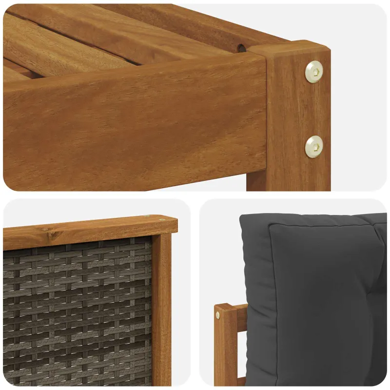 Lauko sofos komplektas 6 pcs Natūralus ir antracitas