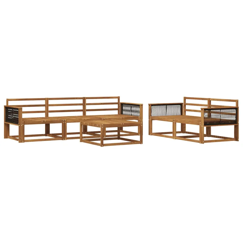 Lauko sofos komplektas 6 pcs Natūrali Kietos akacijos mediena