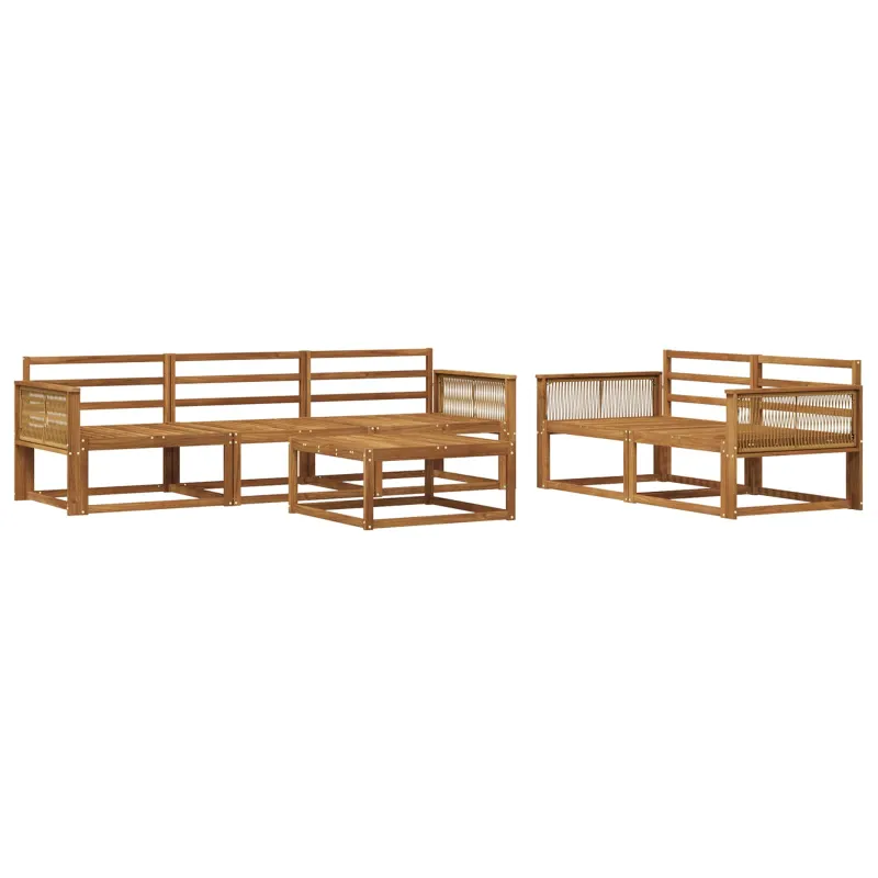 Lauko sofos komplektas 6 pcs Natūrali Kietos akacijos mediena