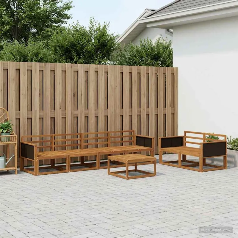 Lauko sofos komplektas 7 pcs Natūrali Kietos akacijos mediena