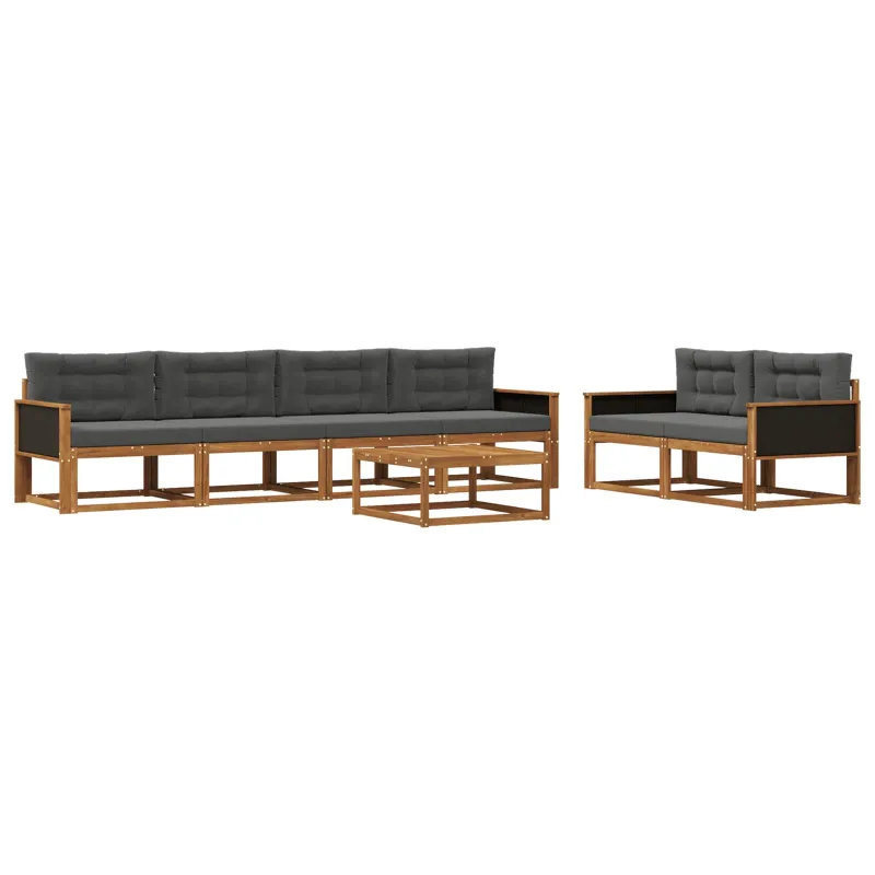 Lauko sofos komplektas su pagalve 7 pcs Natūralus ir antracitas