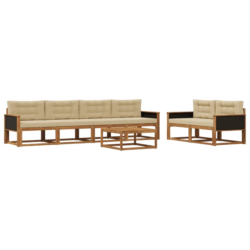 Lauko sofos komplektas 7 pcs Natūralus ir bežinis
