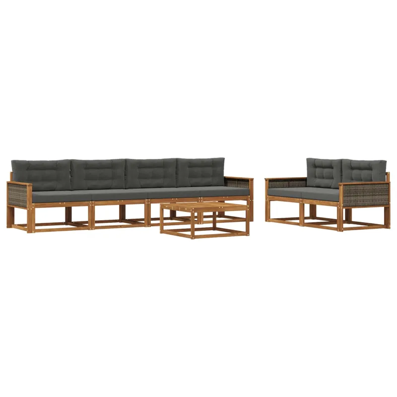Lauko sofos komplektas 7 pcs Natūralus ir antracitas