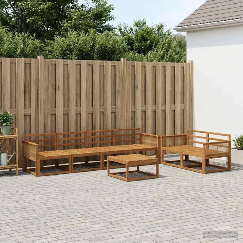 Lauko sofos komplektas 7 pcs Natūrali Kietos akacijos mediena