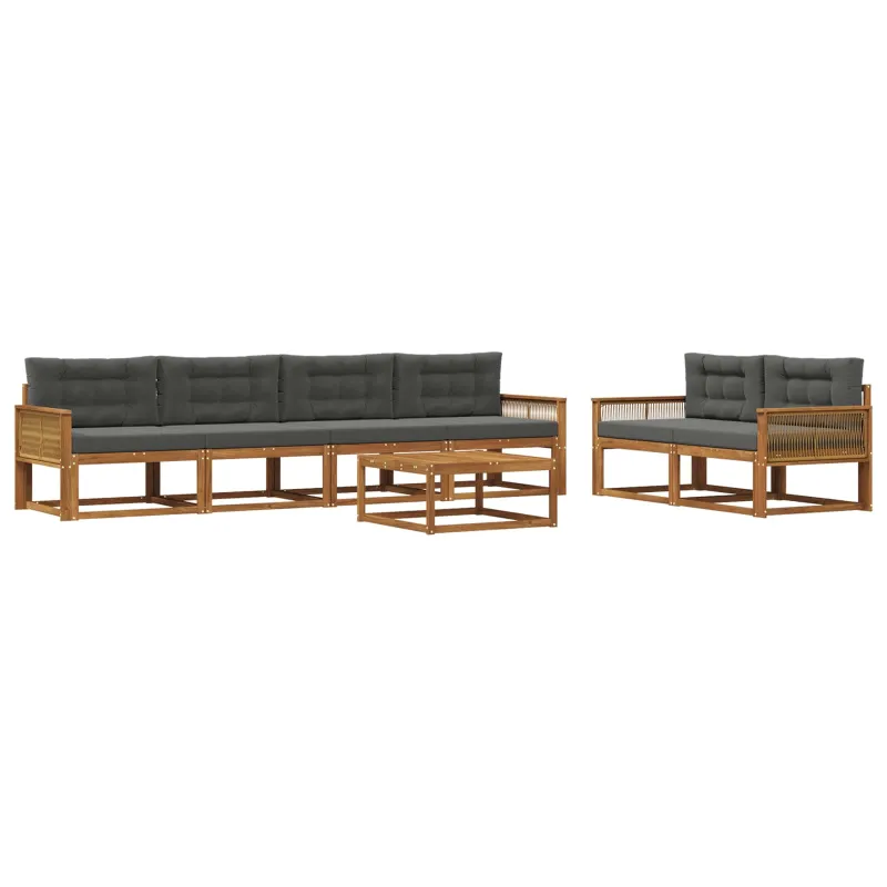 Lauko sofos komplektas su pagalve 7 pcs Natūralus ir antracitas