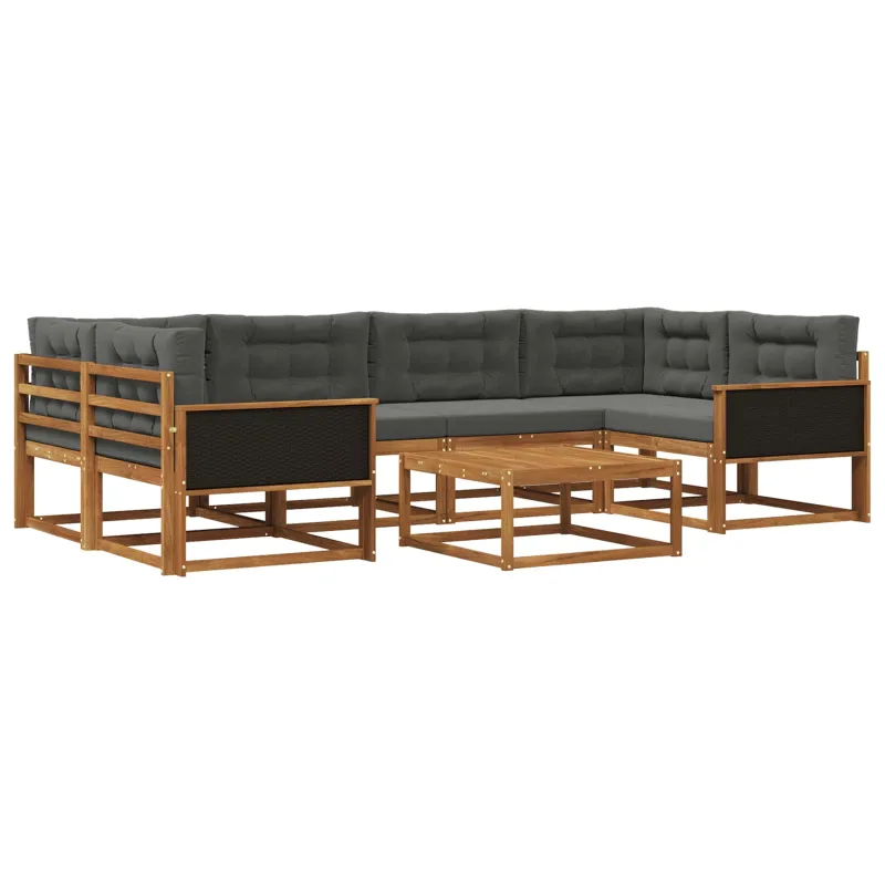Lauko sofos komplektas su pagalve 7 pcs Natūralus ir antracitas
