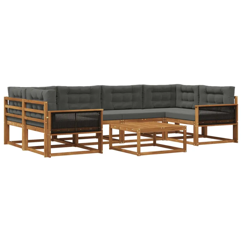 Lauko sofos komplektas su pagalve 7 pcs Natūralus ir antracitas