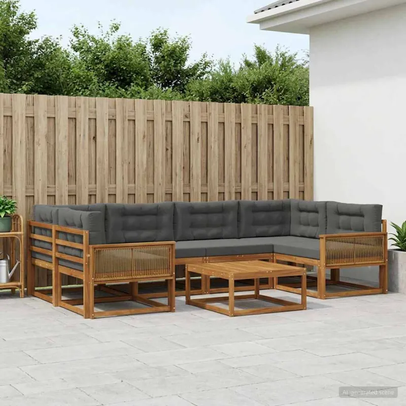 Lauko sofos komplektas 7 pcs Natūralus ir antracitas