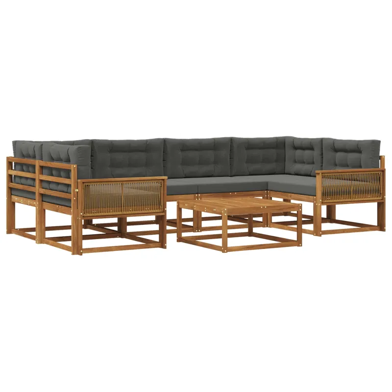 Lauko sofos komplektas 7 pcs Natūralus ir antracitas