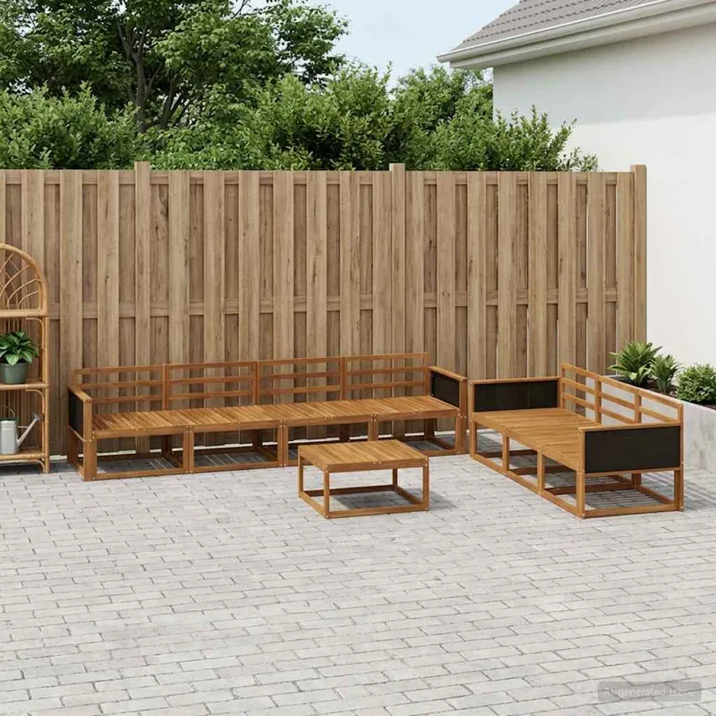 Lauko sofos komplektas 8 pcs Natūrali Kietos akacijos mediena