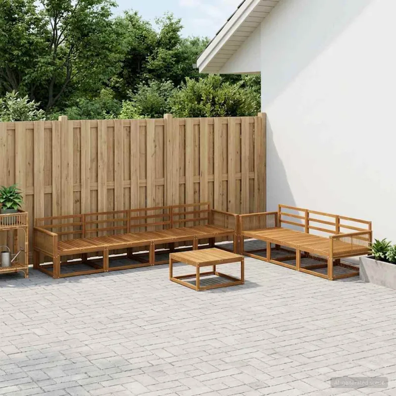 Lauko sofos komplektas 8 pcs Natūrali Kietos akacijos mediena
