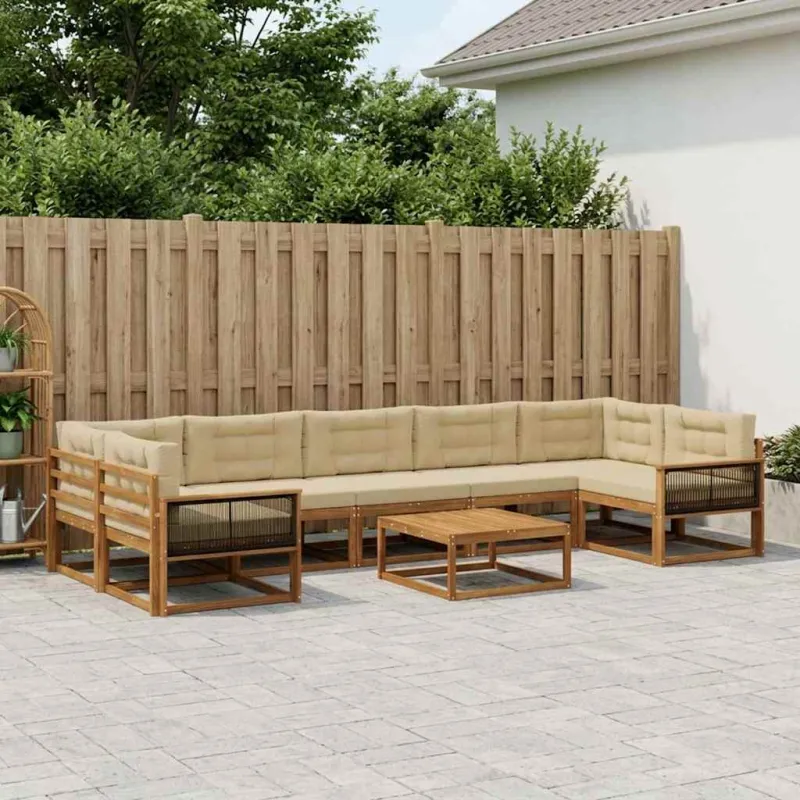 Lauko sofos komplektas 8 pcs Natūralus ir bežinis