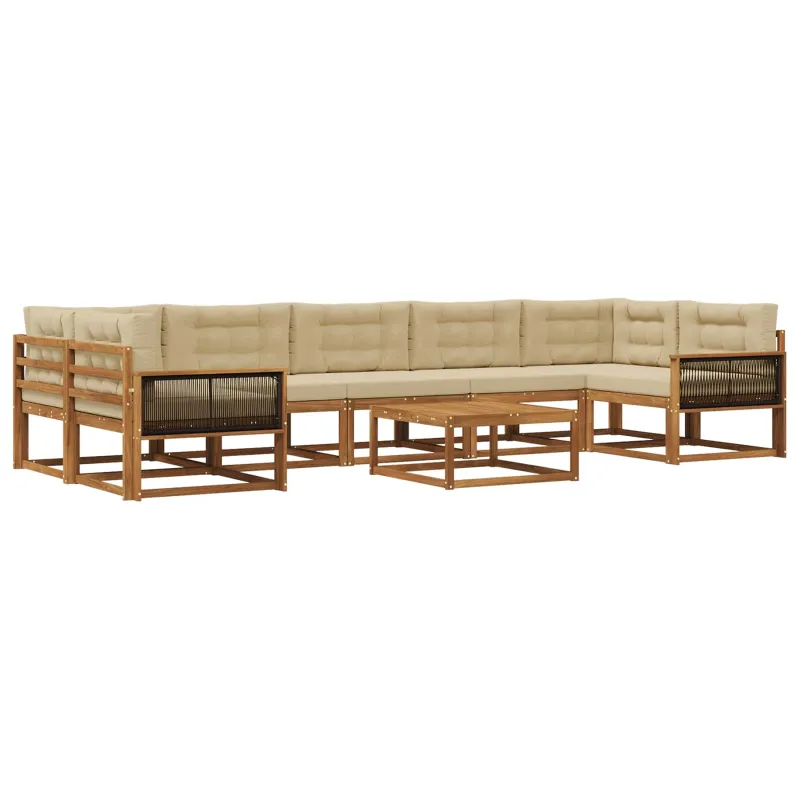 Lauko sofos komplektas 8 pcs Natūralus ir bežinis