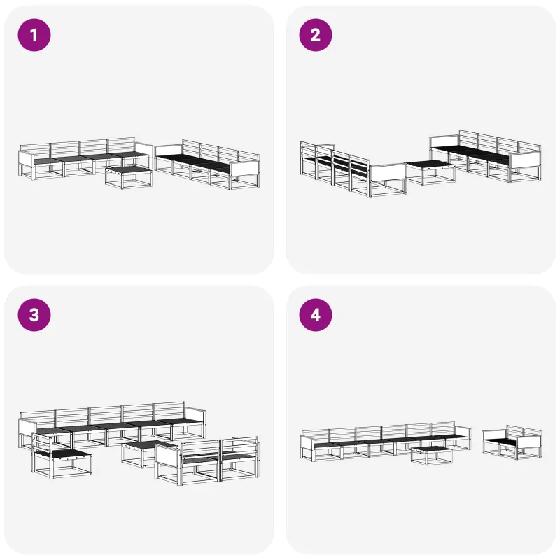 Lauko sofos komplektas 9 pcs Natūrali Kietos akacijos mediena