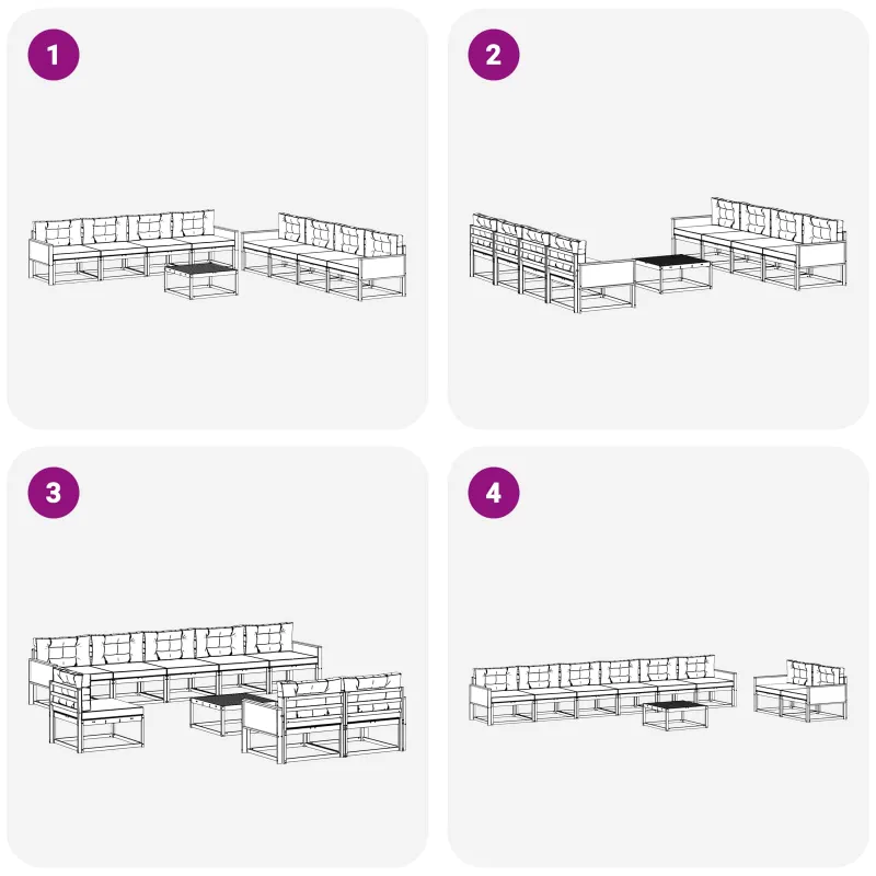 Lauko sofos komplektas 9 pcs Natūrali ir Šviesiai pilka