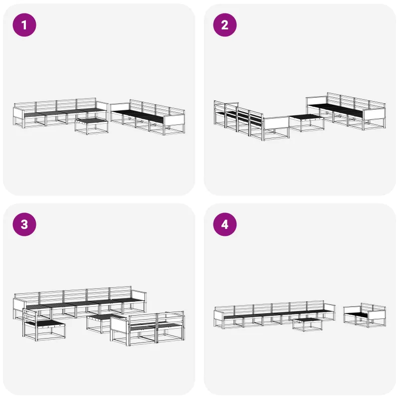 Lauko sofos komplektas 9 pcs Natūrali Kietos akacijos mediena