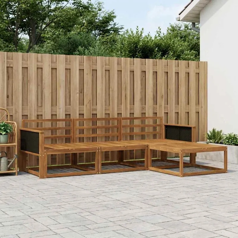 Lauko sofos komplektas 4 pcs Natūrali Kietos akacijos mediena