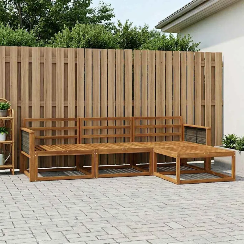 Lauko sofos komplektas 4 pcs Natūrali Kietos akacijos mediena