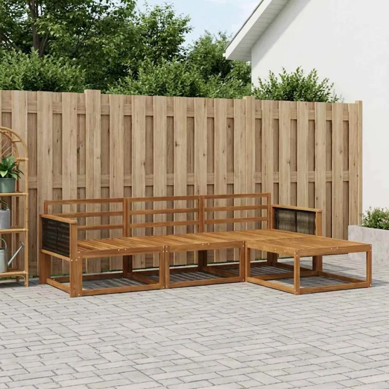 Lauko sofos komplektas 4 pcs Natūrali Kietos akacijos mediena