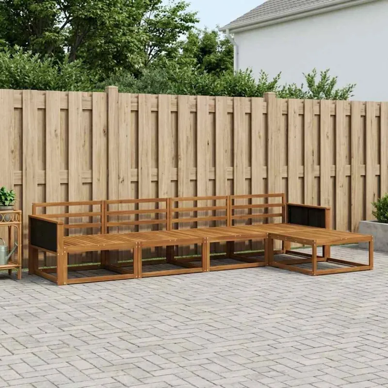 Lauko sofos komplektas 5 pcs Natūrali Kietos akacijos mediena