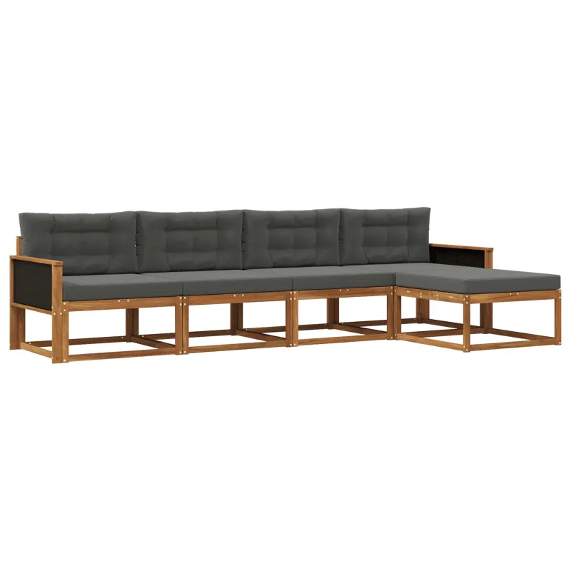 Lauko sofos komplektas 5 pcs Natūralus ir antracitas