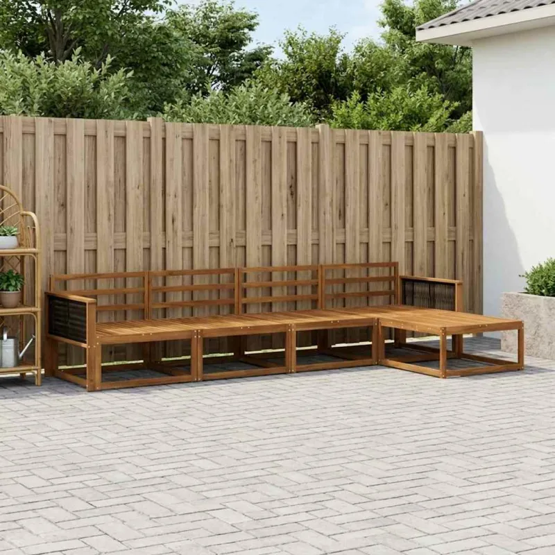 Lauko sofos komplektas 5 pcs Natūrali Kietos akacijos mediena