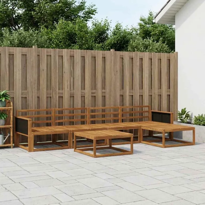 Lauko sofos komplektas 6 pcs Natūrali Kietos akacijos mediena