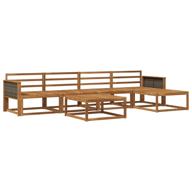Lauko sofos komplektas 6 pcs Natūrali Kietos akacijos mediena